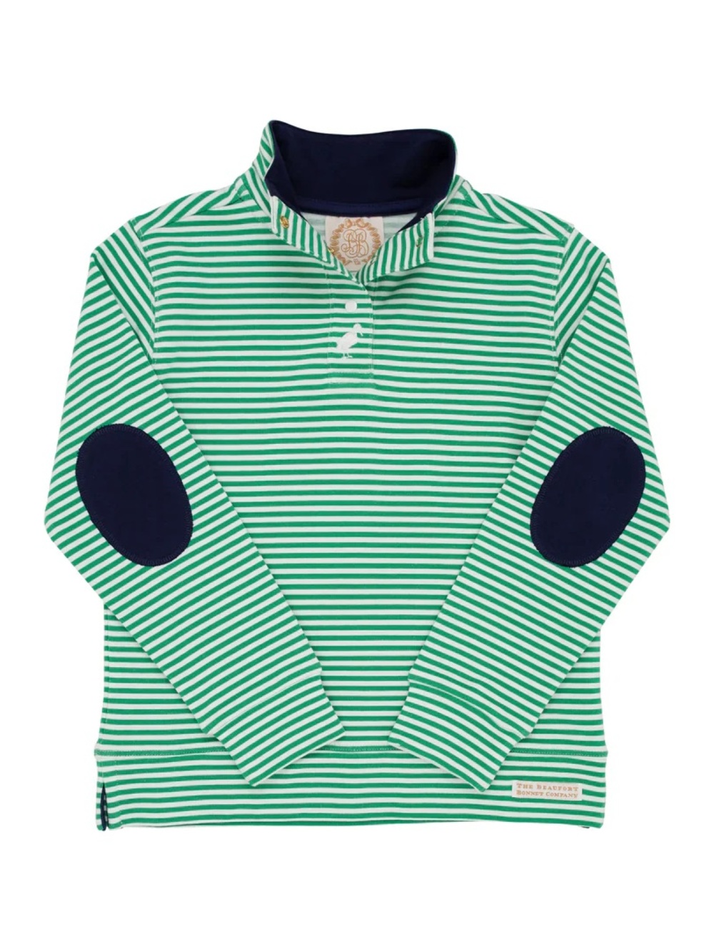 Beaufort Bonnet Company Green and White Striped Long Sleeve Rugby Shirt size 7